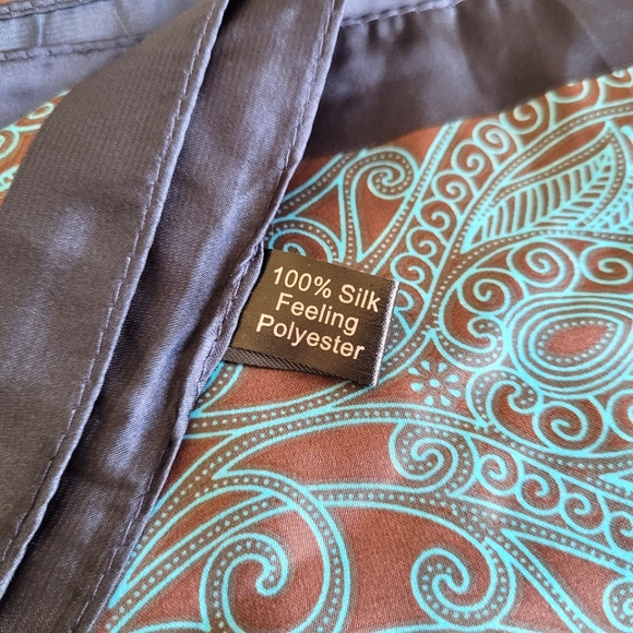 Large Slinky Scarf Brown & Blue Teal - Picture 7 of 7